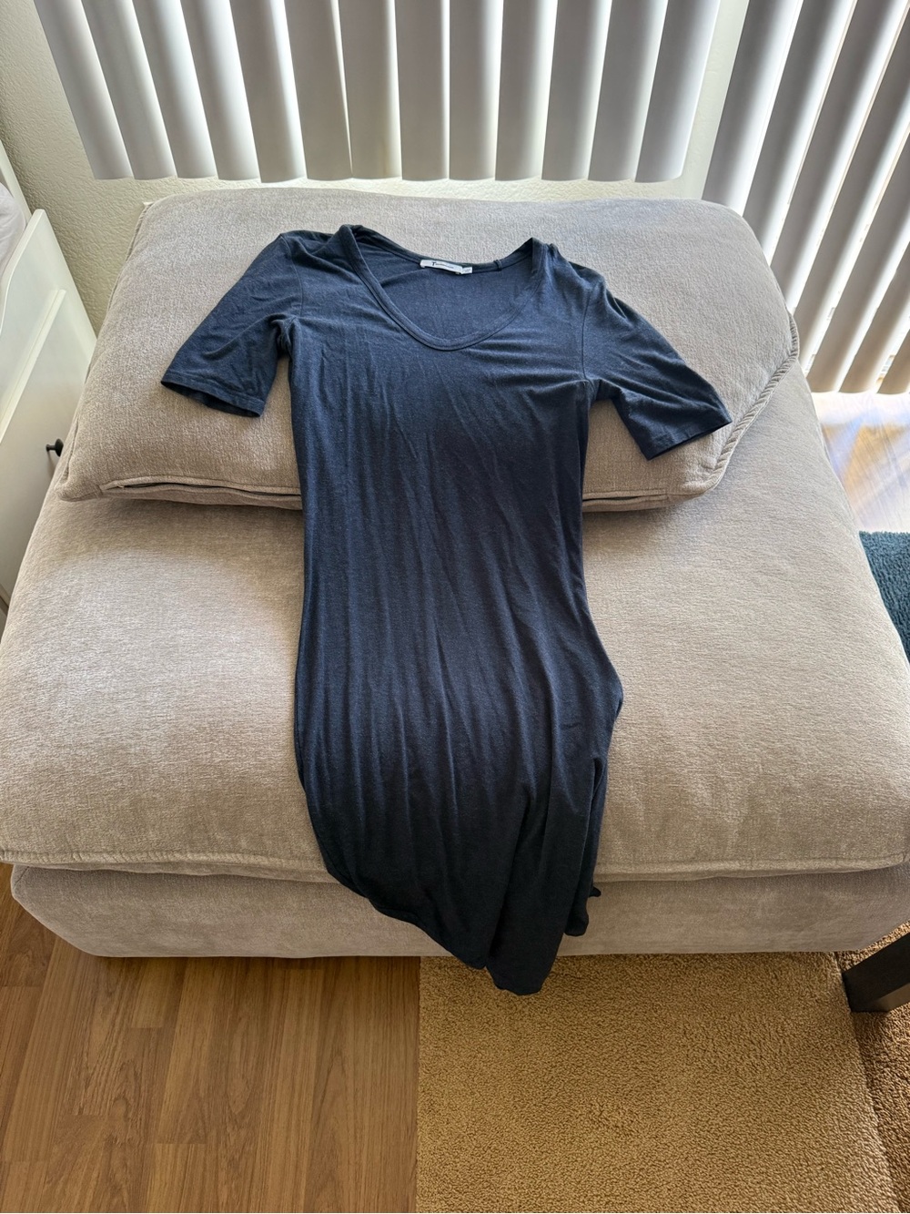 Alexander Wang Navy Scoop-Neck Midi Dress